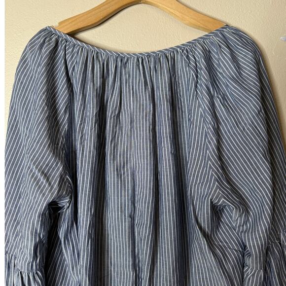 NWT Karen Kane Plus 1X Blue & White Stripe Lace Cuff Bell Sleeve Top - Picture 8 of 10
